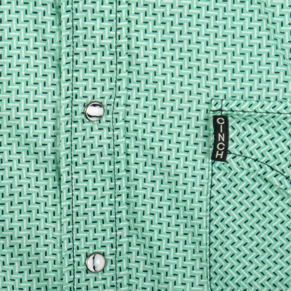 Cinch Shirt Mens Extra Large Green Geometric Pearl Snap Western Cowboy Colorful - Picture 4 of 9